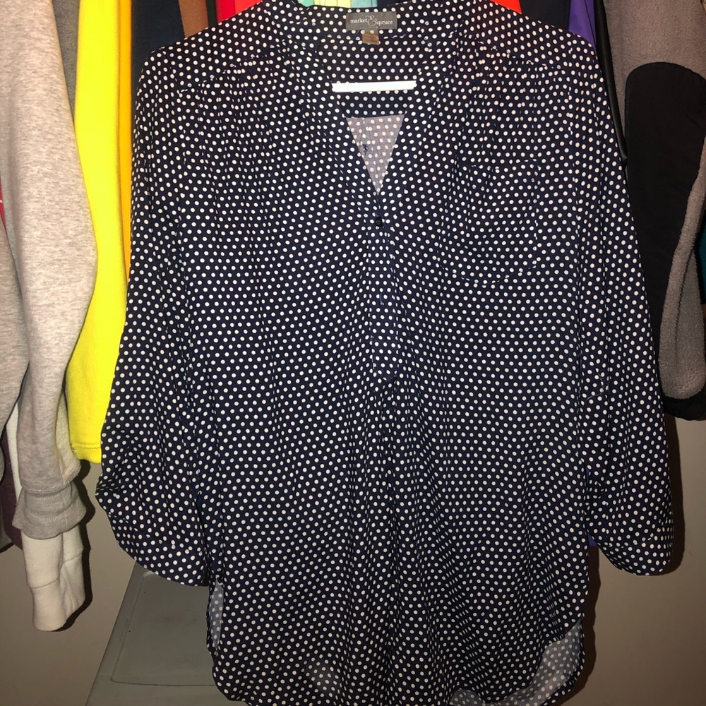 Blue and White Polka for Blouse